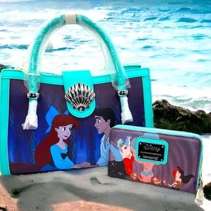 Disney The Little Mermaid Princess Scene Crossbody Bag and Matching Zip Wallet